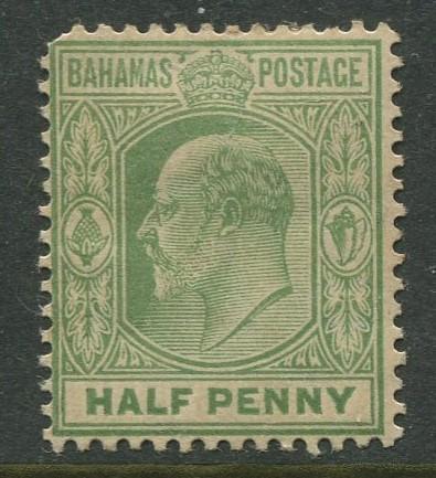 Bahamas -Scott 44 - KEVII Definitive Issue-1906- MH - Single 1/2p Stamp