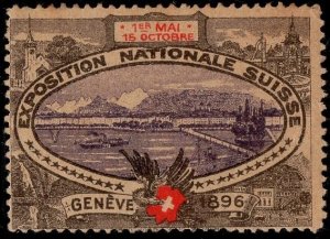 1896 Switzerland Poster Stamp National Exposition Geneva May 1-October 15 Unused