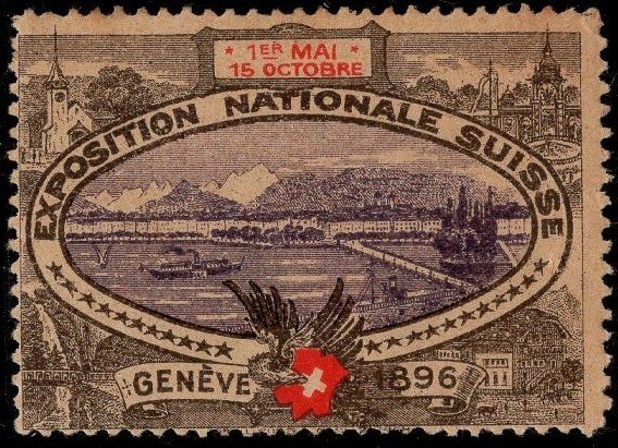 1896 Switzerland Poster Stamp National Exposition Geneva May 1-October 15 Unused