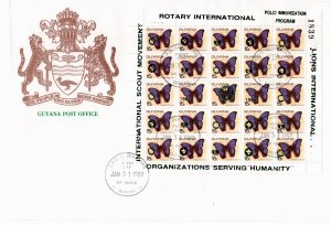 Guyana 1989 Sc 2099 sheet of 25 Green overprin FDCt