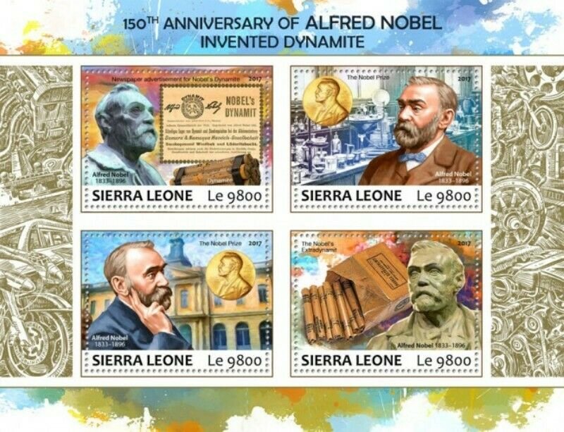 Sierra Leone - 2017 Alfred Nobel - 4 Stamp Sheet - SRL17703a