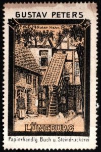 Vintage Germany Poster Stamp Gustav Peters Paper, Book And Stone Printing Shop