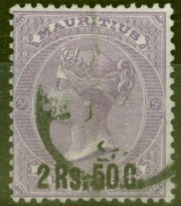 Mauritius 1878 2R50 on 5C BRT mauve sg91 V. F.U