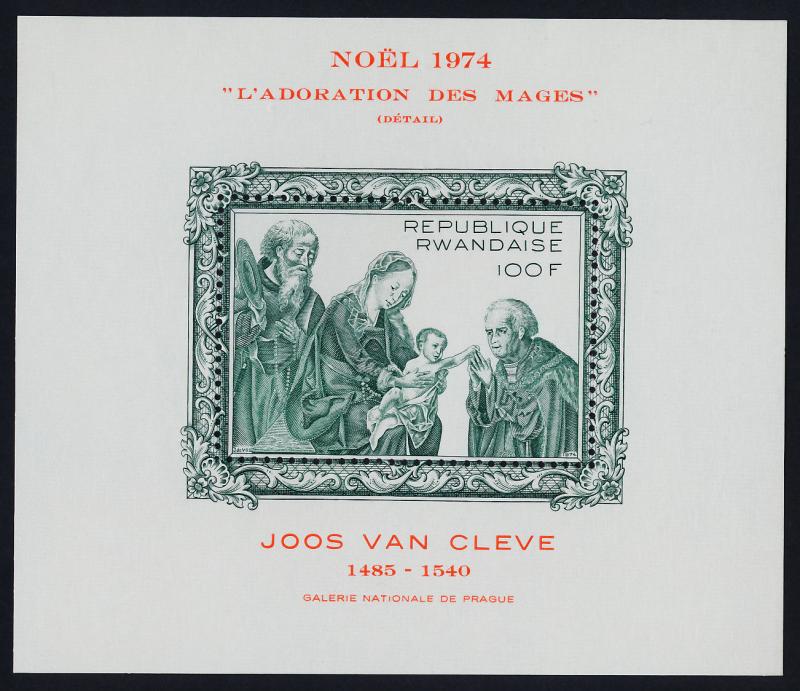 Rwanda 611 MNH Christmas, Art, Adoration of the Kings, Joos Van Cleve