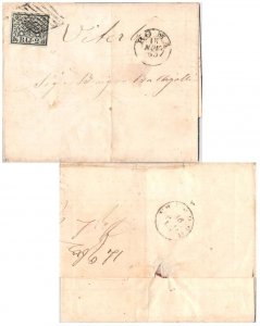 Italy Roman States 2b Papal Arms imperforate 1865 Roma Folded Letter to Viterbo.