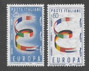 Italy Scott 726-27 MNHOG - 1957 United Europe/EUROPA Issue - SCV $4.25