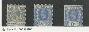 St. Lucia, Postage Stamp, #80-81, 83 Mint NH, 1921-24, JFZ
