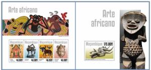 MOZAMBIQUE 2014 2 SHEETS m14306ab AFRICAN ART PAINTINGS