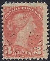 Canada #37 3 cent 1873 Queen Victoria Or. Red Stamp used F