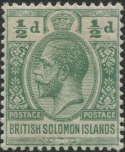 Solomon Islands 1913 SG18 ½d green KGV MLH