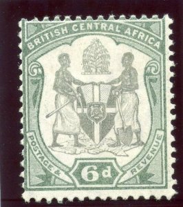 Nyasaland 1897 QV 6d black & green MLH. SG 46. Sc 48.