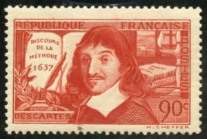 France Scott 331 MVFNHOG - 300th Annv. René Descartes Publication - SCV $11.00