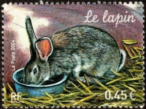 France 3018 - Used - 45c Rabbit (2004) (cv $0.90)