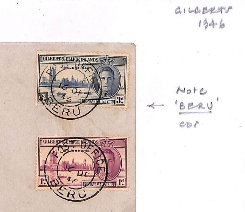 Y197 Gilbert & Ellice Islands 1946 *BERU* Fiji CDS Cover {samwells-covers}PTS