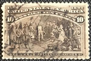 US #237 Used Single Colombian Expo Presenting Natives SCV $9.00