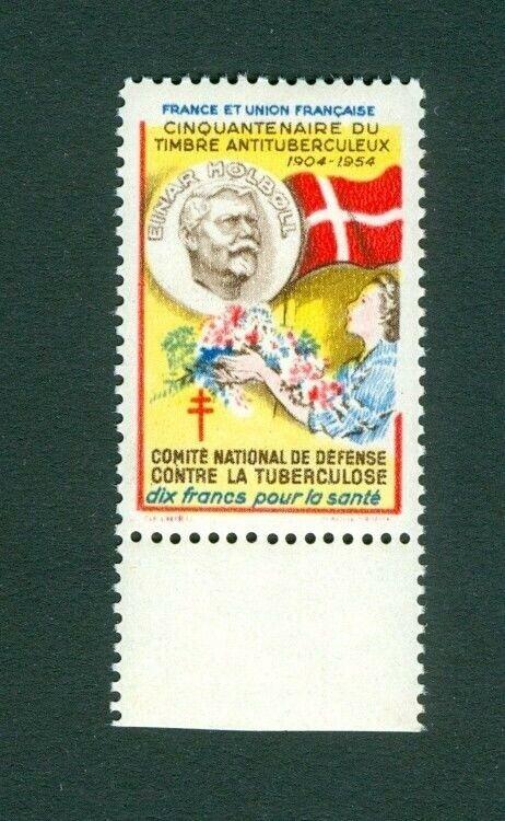 France. Denmark  Poster Stamp  Mnh  Danish Flag. X-Mas  Einar Holboll 1904-1954.