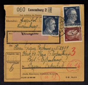 1944 Luxembourg Parcel Receipt Cover to Flossenburg Concentration Camp Germany