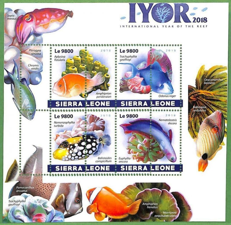 A2498 - SIERRA LEONE - ERROR: MISPERF Miniature s -2018 Reefs, Fish, Marine Life