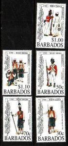 Barbados-Sc#886-90- id9- unused NH set-Military-West India Regiment-1995-please