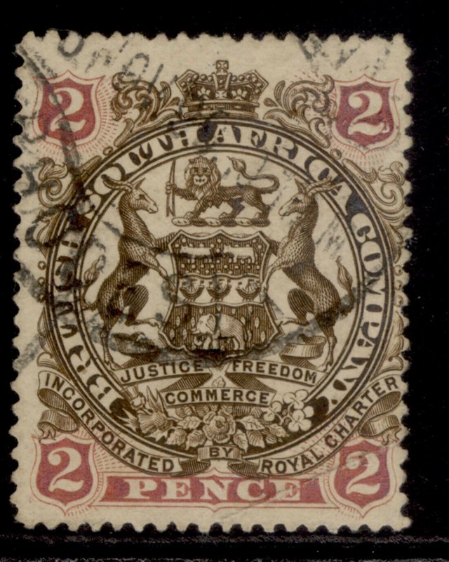 RHODESIA QV SG43a, 2d yellow-brown & mauve, USED. Cat £16.