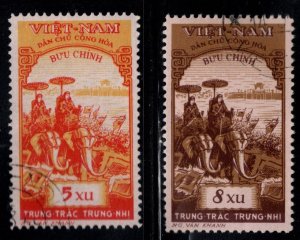 North Vietnam. Scott 92-93 Trung Sisters on Elephants set,  Used CTO