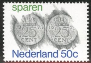 Netherlands Scott 534 MNH** 1975 Coin rubbing stamp