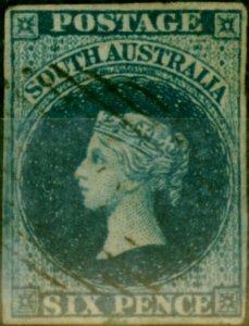 South Australia 1855 6d Deep Blue SG3 Fine Used