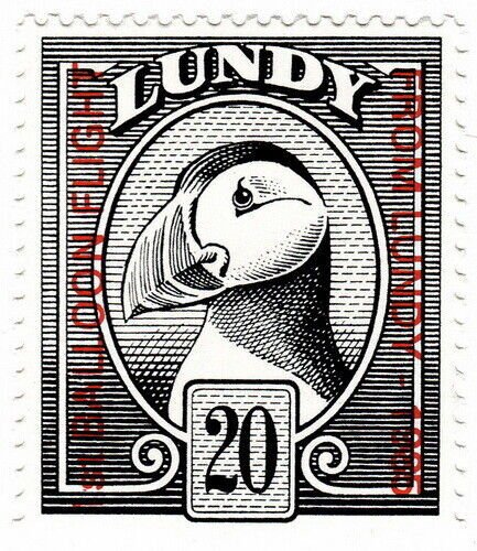 (I.B) Cinderella Collection : Lundy Puffin 20p (Balloon Flight) 