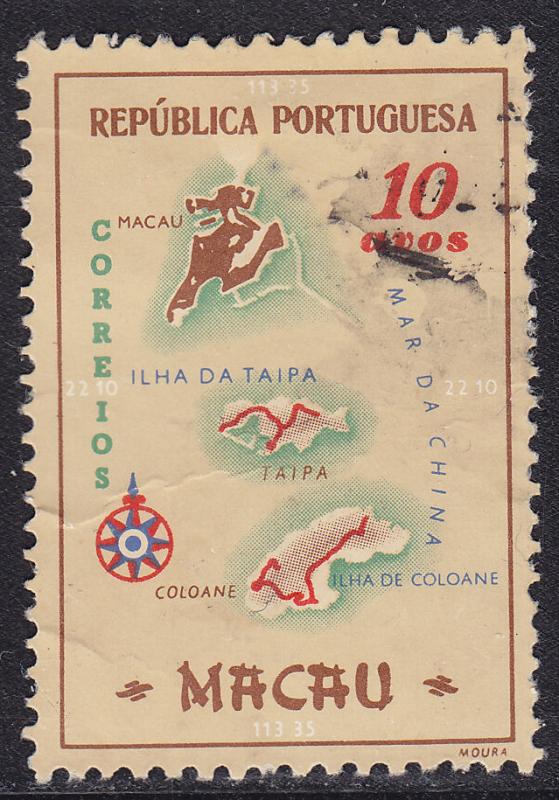 Macao 386 USED 1956 Macao Colony Map