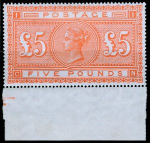 GB QV SG137, SCARCE £5 orange, M MINT. Cat £12500. CN