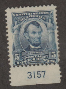 U.S. Scott #304 Lincoln Stamp - Mint Single - Plate Number