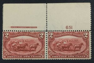 MOMEN: US STAMPS #286 PLATE IMPRINT PAIR MINT OG NH LOT #70971