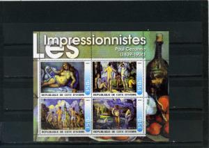 IVORY COAST 2003 PAINTINGS IMPRESSIONNISTES 3 SHEETS OF 4 STAMPS MNH