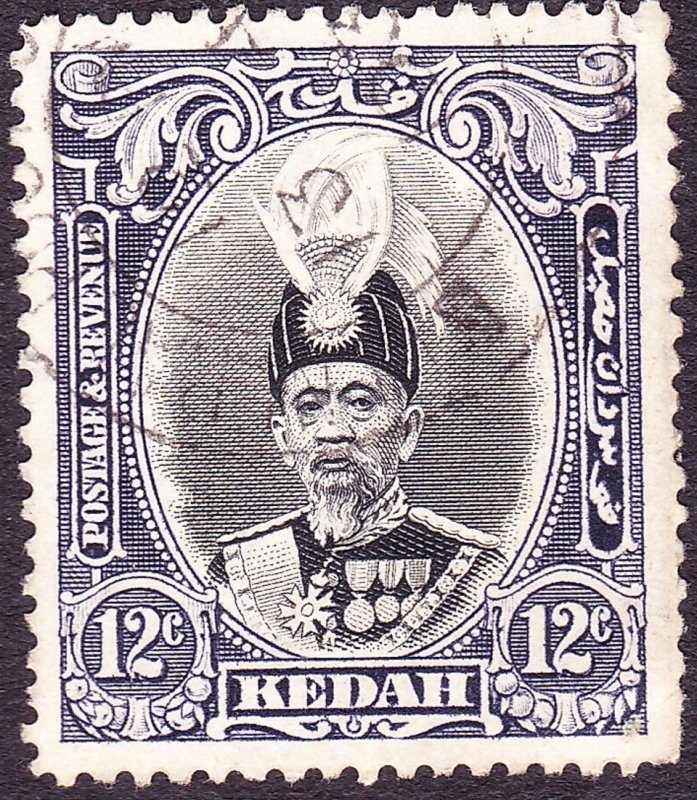 MALAYA KEDAH 1937 12c Black & Violet SG61 Used