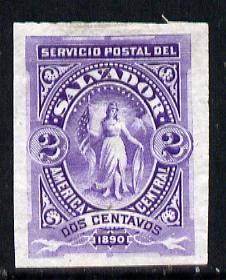 El Salvador 1890 2c imperf colour trial proof in violet o...