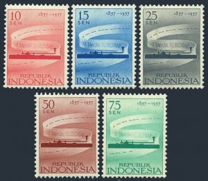 Indonesia 436-440,hinged.Mi 196-200. Indonesian telegraph system,centenary,1957