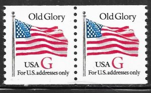 USA 2891: (32c) Old Glory, red G, Stamp Ventures, coil pair, MNH, VF
