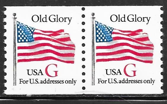 USA 2891: (32c) Old Glory, red G, Stamp Ventures, coil pair, MNH, VF