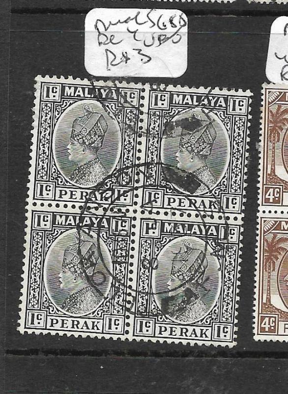 MALAYA PERAK (P1401B) SULTAN 1C SG 80 BL OF 4  VFU