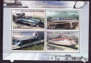 Burundi-Sc#1248- id7-unused NH sheet-High Speed Trains-Locomotives-2012-