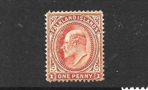 FALKLAND ISLANDS 1904-12  1d   COPPERY RED   KEVII   MLH      SG 44d