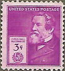 United States #891 3c Cyrus Hall McCormick MNG (1940)