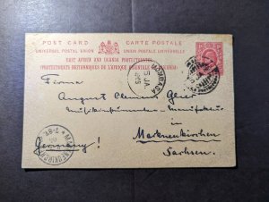 1905 British KUT Postcard Cover Mombasa Kenya to Markneukirchen Sachsen Germany