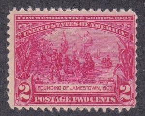 U.S. # 329, Founding of Jamestown, Hinged, 1/3 Cat.