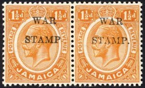 Jamaica SG74 1 1/2d Orange Misplaced Stop and missing bar to A M/M