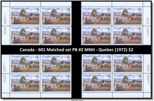 Canada - 601 Matched set PB #2 MNH - Quebec (1972) $2 - CV 120.00