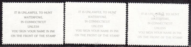 $US Sc#CT1-CT3 M/NH/VF, partial set, Connecticut Duck Stamps, Cv. $38