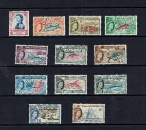 Turks & Caicos Islands: 1957, Queen Elizabeth definitive short set to 2 /-, FU