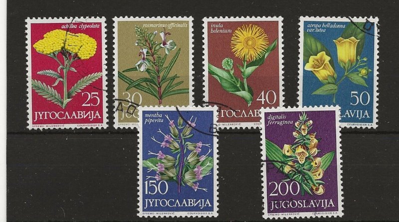 thematic Yugoslavia 1965 Medicinal plants set of 6 sg.1158-63 used