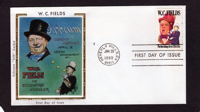 1803 W.C. Fields, FDC Colorano Silk